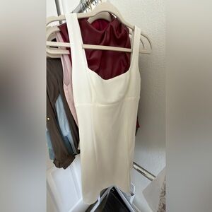 Blue Blush Cream Square-Neck Midi Dress